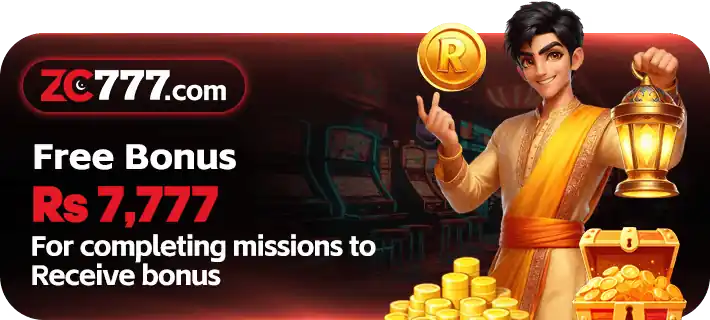 ZC777 Game banner – complete missions and receive PKR 7,777 bonus in Pakistan
