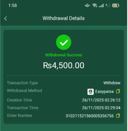 : ZT777 Successful Withdrawal 4500 PKR Easypaisa Pakistan