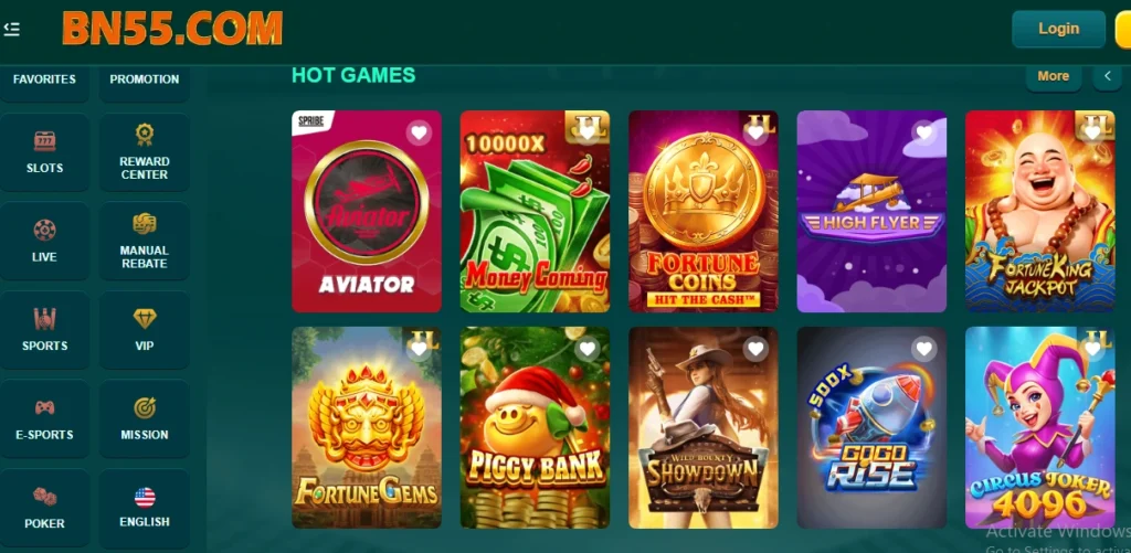 Popular games in BN55 Game APK – Slots, Teen Patti, Andar Bahar, Sports, PUBG, Free Fire