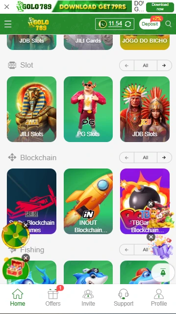 Screenshot of the Golo789 slots game interface with spinning reels and a potential win amount displayed.