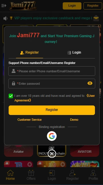 Jami777 Game Registration & Login Screen – Easy Account Setup Pakistan
