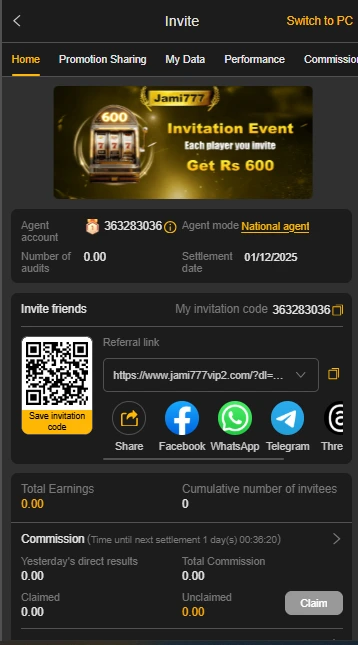Jami777 Game Invite & Earn Page with QR Code Scanner – Earn Real Money