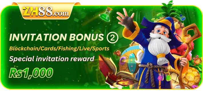 ZH88 GAME invitation bonus image showing Rs 1,000 special reward with slots, cards, fishing, live, and sports games