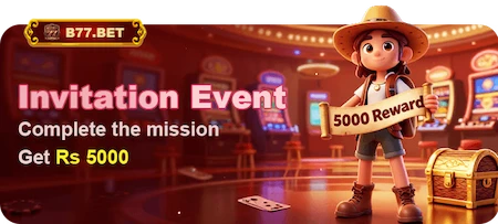 "B77 Bet Game Invite & Earn 5000 Banner – Referral Bonus for Pakistani Players"