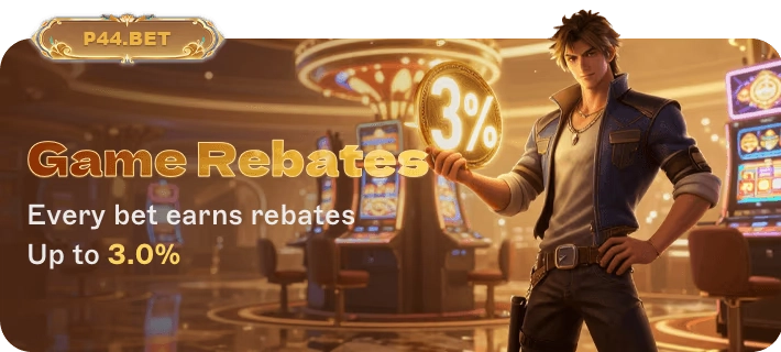 P44 Game rebate – Earn up to 3% cashback on every bet