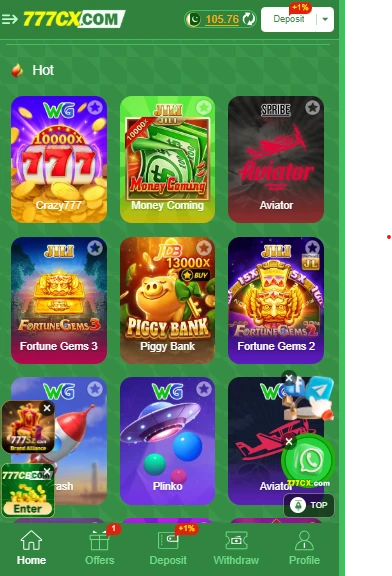 777CX Game main menu – Play popular games like Aviator, Fortune, Money Coming, Slots, Teen Patti, and Rummy in Pakistan
