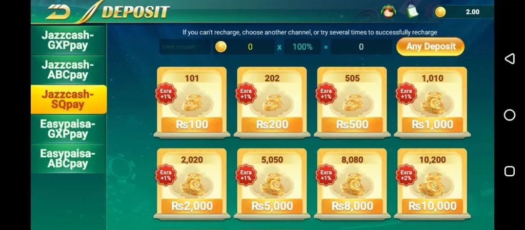 Deposit & Withdraw Money in Bet 629 Game via JazzCash and EasyPaisa