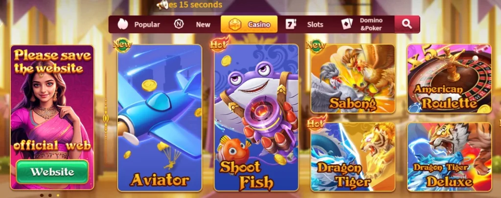 PAK75 Game casino games image showing live dealer and table games on Android app –