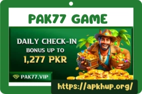 PAK77 Game invite and earn more feature showing daily login rewards, referral bonuses, and earning options on mobile app screen.
