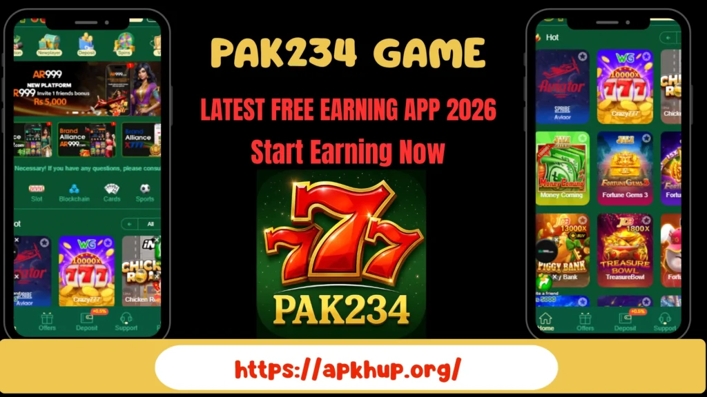 Pak234 Game latest free earning app 2026 with 777 casino games interface – APKHUP.org