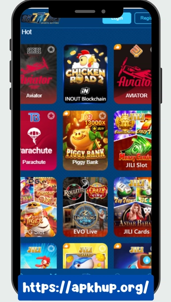 SK777 Game popular games list showing slot games, card games, fishing games, and casino APK games on APKHUP.ORG ✅ IMAGE TITLE SK777 Game Popular Games – Slots, Cards, Fishing & Casino APK Games