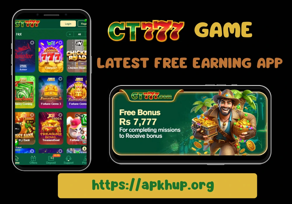 CT777 Game latest mobile app preview with game categories and free bonus banner for adult users